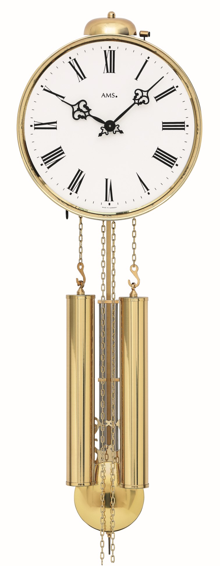 AMS 348 brass mechanical wallclock with strike